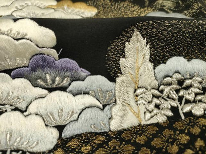 平和屋着物■豪華黒留袖　刺繍　寿光織　松尽くし　金銀糸　正絹　逸品　DABJ9137ya
