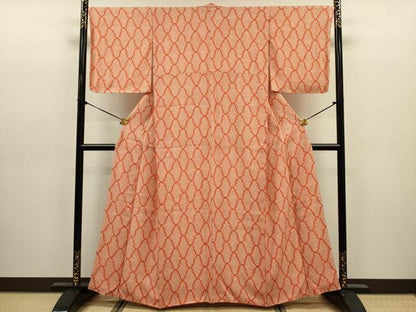 平和屋着物■上質な小紋　幾何学文　鹿の子　正絹　逸品　DABJ9140ya