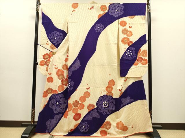 平和屋着物■豪華振袖　駒刺繍　絞り　舞梅文　金彩　正絹　逸品　DABJ9147ya