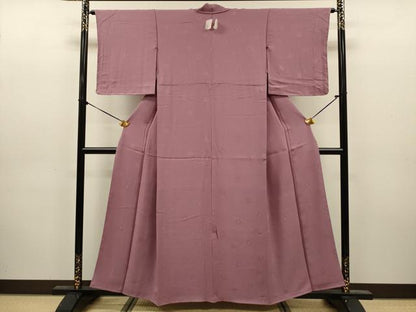 平和屋着物■上質な色無地　亀甲花地紋　京紫色　正絹　逸品　DABJ9148ya
