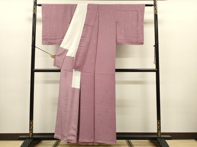 平和屋着物■上質な色無地　亀甲花地紋　京紫色　正絹　逸品　DABJ9148ya