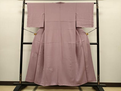 平和屋着物■中国三大刺繍　スワトウ刺繍　汕頭刺繍　総刺繍　無地絵羽訪問着　更紗花鳥文　紅藤色　正絹　逸品　DABJ9149ya