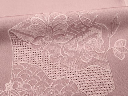 平和屋着物■中国三大刺繍　スワトウ刺繍　汕頭刺繍　総刺繍　無地絵羽訪問着　更紗花鳥文　紅藤色　正絹　逸品　DABJ9149ya
