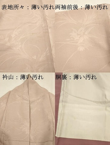 平和屋着物■上質な色無地　草花地紋　枯野色　正絹　逸品　DABJ9151ya