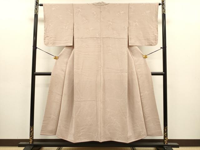 平和屋着物■上質な色無地　草花地紋　枯野色　正絹　逸品　DABJ9151ya