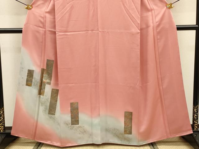 平和屋着物■訪問着　短冊花鳥文　暈し染め　金銀彩　正絹　逸品　DABJ9153ya