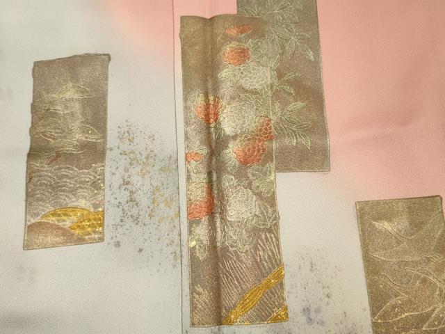 平和屋着物■訪問着　短冊花鳥文　暈し染め　金銀彩　正絹　逸品　DABJ9153ya