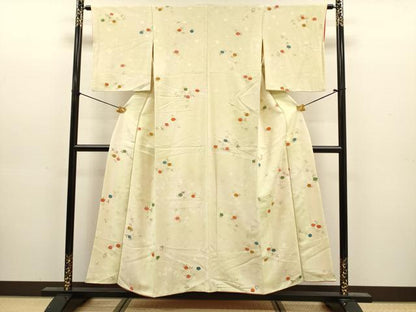 平和屋着物■上質な小紋　草花文　金彩　正絹　逸品　DABJ9154ya