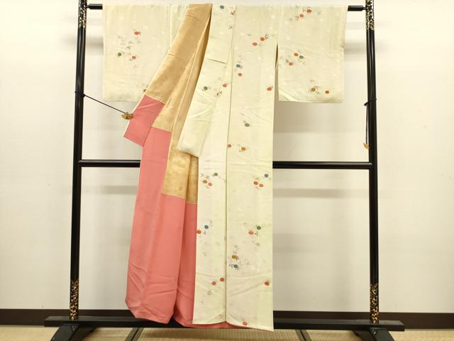 平和屋着物■上質な小紋　草花文　金彩　正絹　逸品　DABJ9154ya