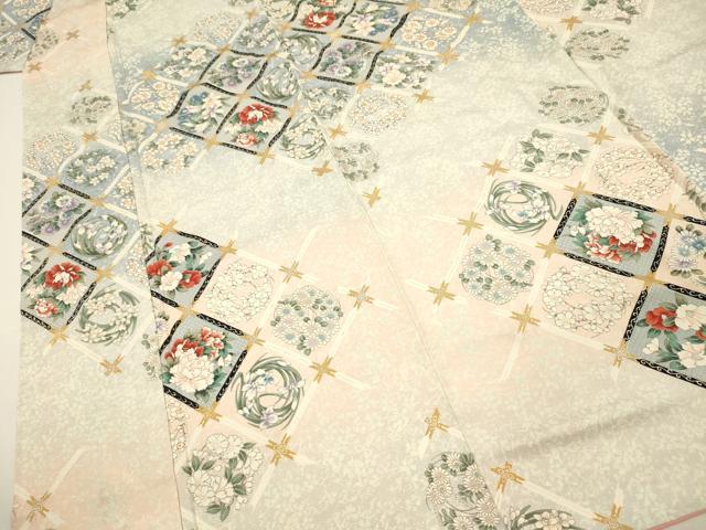 平和屋着物■上質な小紋　天井草花文　暈し染め　金彩　正絹　逸品　DABJ9157ya