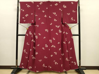 平和屋着物■上質な小紋　枝葉文　正絹　逸品　DABJ9160ya