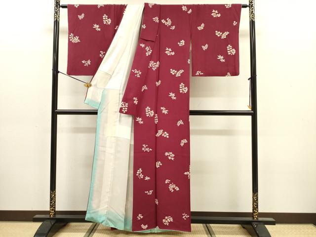 平和屋着物■上質な小紋　枝葉文　正絹　逸品　DABJ9160ya