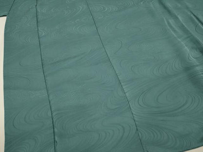 平和屋着物■上質な色無地　流水地紋　青碧色　正絹　逸品　DABJ9164ya