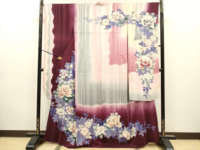 平和屋着物■豪華振袖　草花文　暈し染め　金銀彩　正絹　逸品　DABJ9166ya