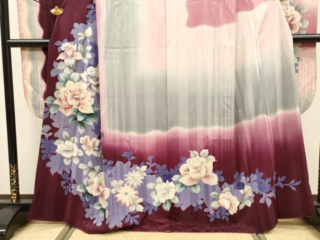 平和屋着物■豪華振袖　草花文　暈し染め　金銀彩　正絹　逸品　DABJ9166ya