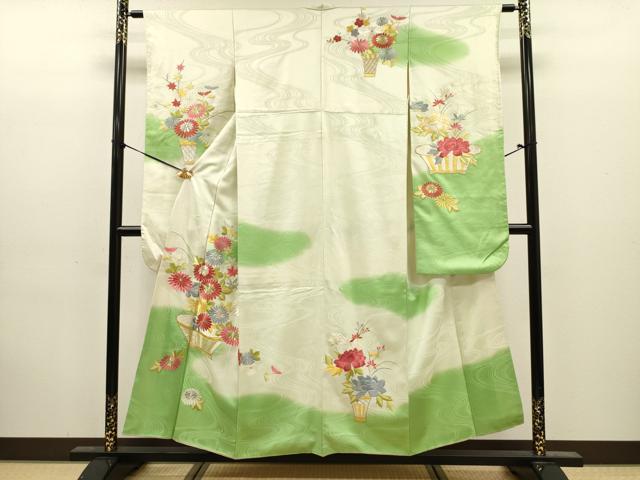 平和屋着物■豪華振袖　総刺繍　飾花文　暈し染め　金銀糸　正絹　逸品　DABJ9168ya