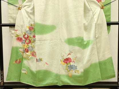 平和屋着物■豪華振袖　総刺繍　飾花文　暈し染め　金銀糸　正絹　逸品　DABJ9168ya