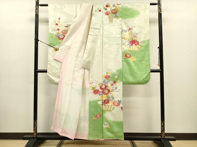 平和屋着物■豪華振袖　総刺繍　飾花文　暈し染め　金銀糸　正絹　逸品　DABJ9168ya