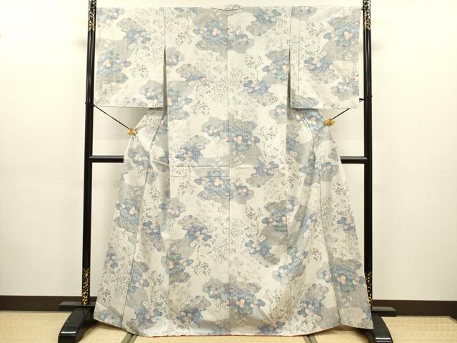 平和屋着物■上質な紬　草花文　正絹　逸品　DABJ9171ya