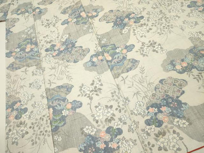 平和屋着物■上質な紬　草花文　正絹　逸品　DABJ9171ya