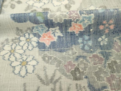 平和屋着物■上質な紬　草花文　正絹　逸品　DABJ9171ya