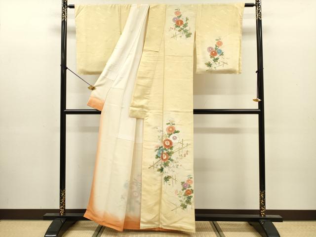 平和屋着物■訪問着　駒刺繍　草花文　暈し染め　金彩　正絹　逸品　DABJ9172ya