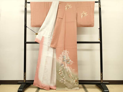 平和屋着物■訪問着　貝桶花文　暈し染め　金彩　正絹　逸品　未使用　DABJ9174ya