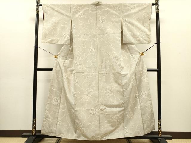 平和屋着物■本場大島紬　白大島　正倉院花唐草文　正絹　逸品　DABJ9177ya