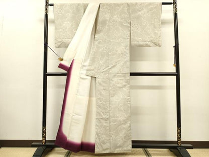 平和屋着物■本場大島紬　白大島　正倉院花唐草文　正絹　逸品　DABJ9177ya