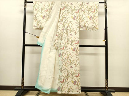 平和屋着物■上質な小紋　舞蝶露芝文　金彩　正絹　逸品　DABJ9184ya