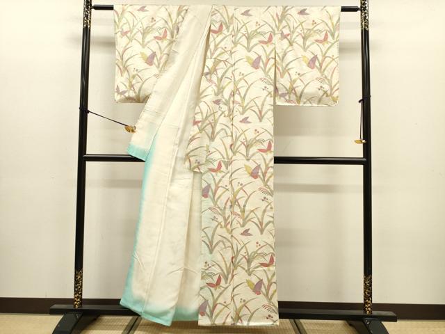 平和屋着物■上質な小紋　舞蝶露芝文　金彩　正絹　逸品　DABJ9184ya