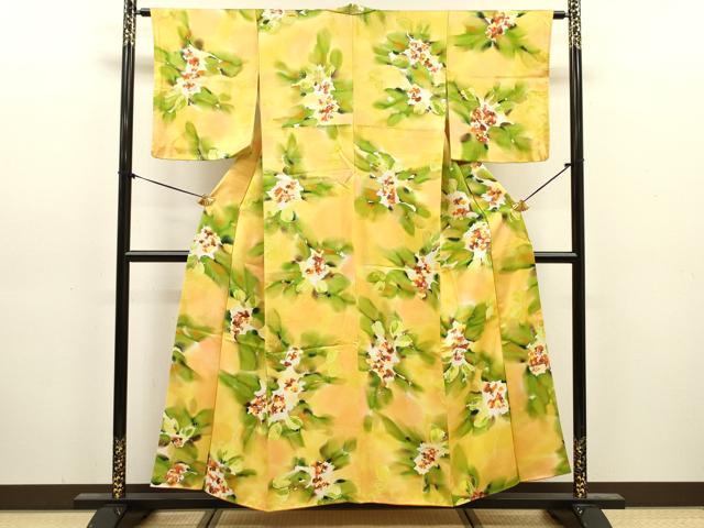 平和屋着物■上質な小紋　草花文　暈し染め　正絹　逸品　DABJ9187ya