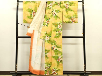 平和屋着物■上質な小紋　草花文　暈し染め　正絹　逸品　DABJ9187ya