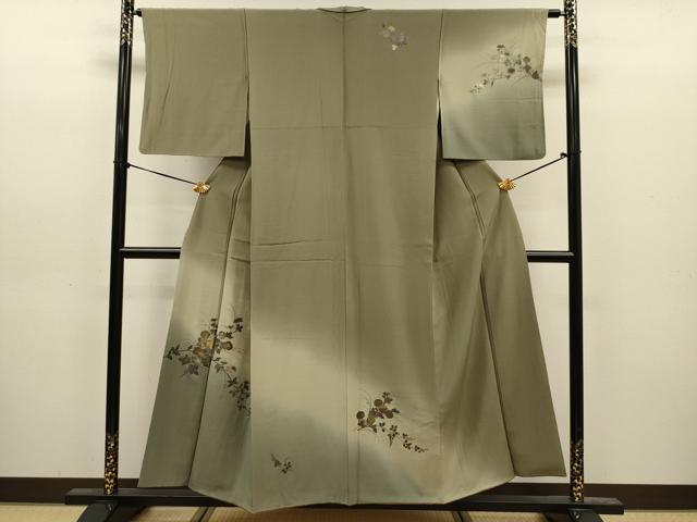 平和屋着物■訪問着　螺鈿　草花文　暈し染め　金銀彩　正絹　逸品　DABJ9198ya