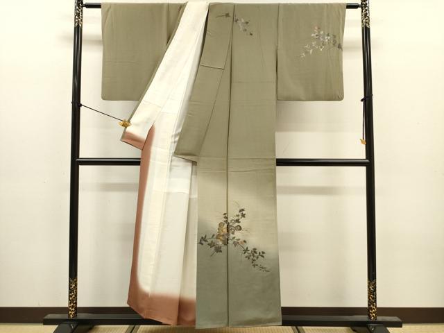 平和屋着物■訪問着　螺鈿　草花文　暈し染め　金銀彩　正絹　逸品　DABJ9198ya