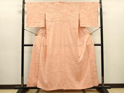 平和屋着物■上質な色無地　流水地紋　赤香色　正絹　逸品　未使用　DABJ9202ya