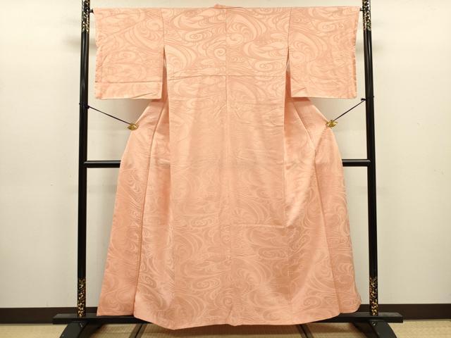 平和屋着物■上質な色無地　流水地紋　赤香色　正絹　逸品　未使用　DABJ9202ya