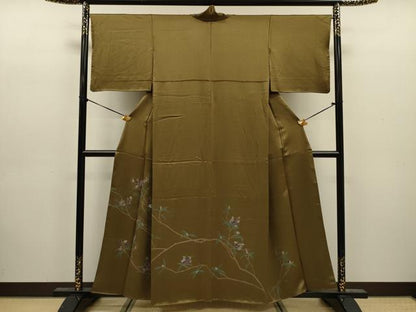平和屋着物■訪問着　刺繍　枝花文　金糸　正絹　逸品　DABJ9205ya