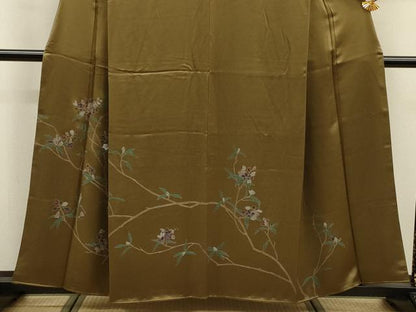平和屋着物■訪問着　刺繍　枝花文　金糸　正絹　逸品　DABJ9205ya