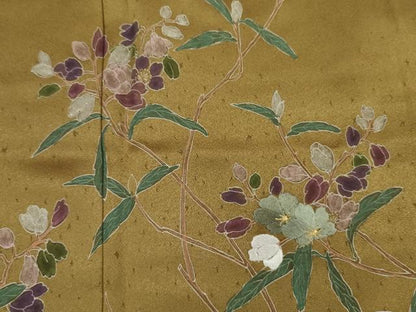 平和屋着物■訪問着　刺繍　枝花文　金糸　正絹　逸品　DABJ9205ya