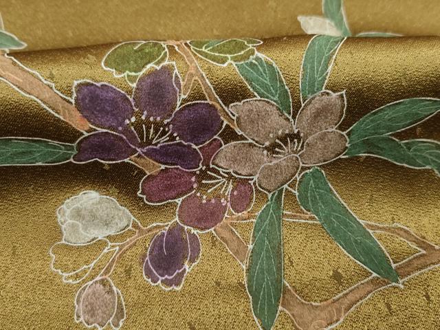 平和屋着物■訪問着　刺繍　枝花文　金糸　正絹　逸品　DABJ9205ya