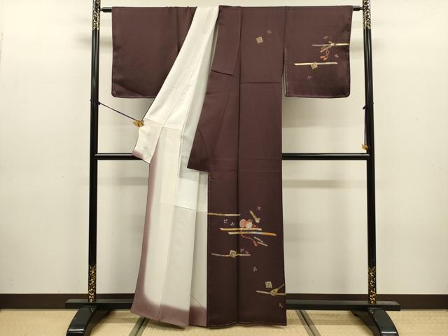 平和屋着物■訪問着　楽器花文　源氏香　金銀彩　正絹　逸品　未使用　DABJ9207ya