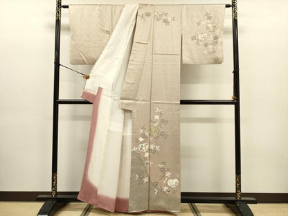 平和屋着物■訪問着　草花文　金彩　正絹　逸品　DABJ9208ya