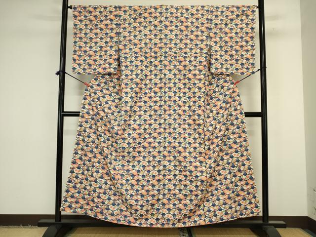 平和屋着物■上質な小紋　花青海波　正絹　逸品　DABJ9211ya