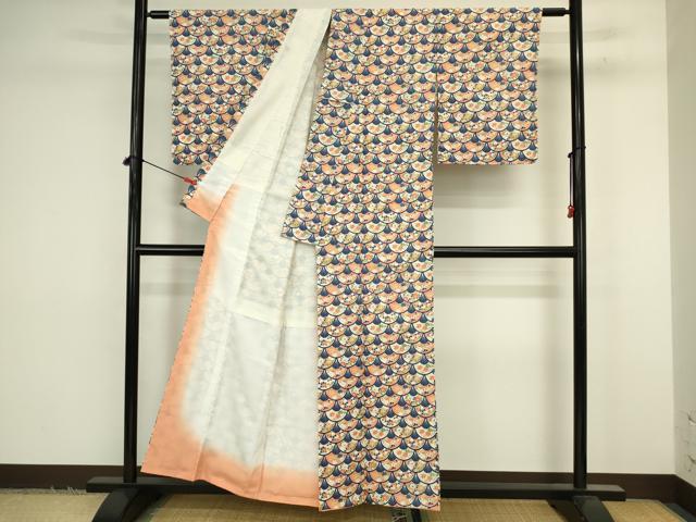平和屋着物■上質な小紋　花青海波　正絹　逸品　DABJ9211ya