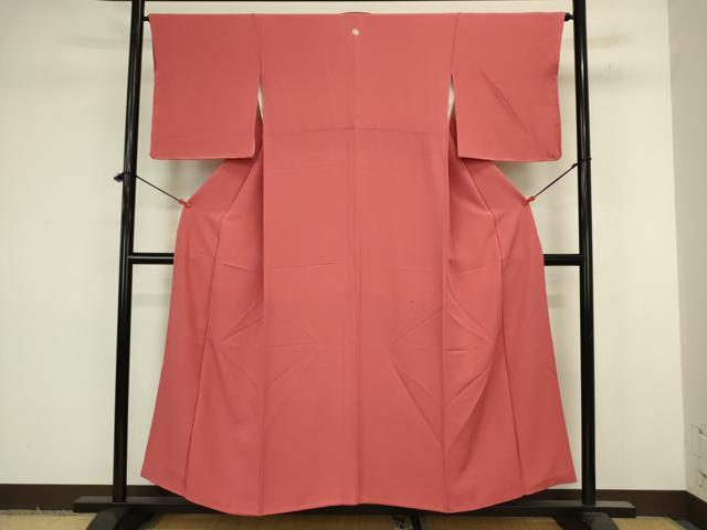 平和屋着物■上質な色無地　銀朱色　正絹　逸品　DABJ9217ya
