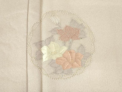 平和屋着物■中国三大刺繍　相良刺繍　総刺繍　訪問着　花丸文　正絹　逸品　DABJ9222ya