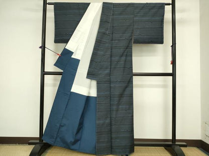 平和屋着物■本場大島紬　7マルキ　横段文　正絹　逸品　未使用　DABJ9223ya