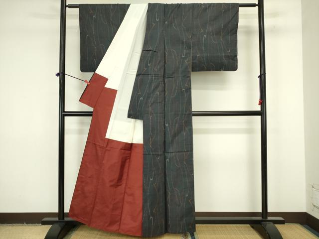 平和屋着物■本場大島紬　7マルキ　抽象文　正絹　逸品　DABJ9226ya