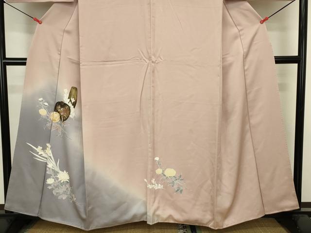 平和屋着物■豪華色留袖　手描き　陶器花文　暈し染め　金彩　正絹　逸品　DABJ9230ya
